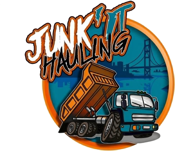 Junk'it Hauling — dump truck logo with the Bay Bridge
